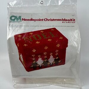 Columbia Minerva 8270 Noel Box Needlepoint Christmas Idea Kit 6-1/4 x 4-3/4 x 3"